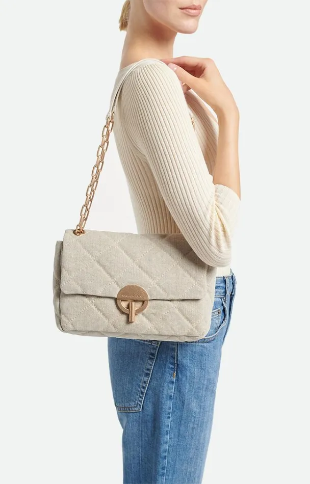 Vanessa Bruno Crossbody Bags Women Linen Moon Bag Sable Vanessa Bruno Crossbody Bags Women Linen Moon Bag Sable