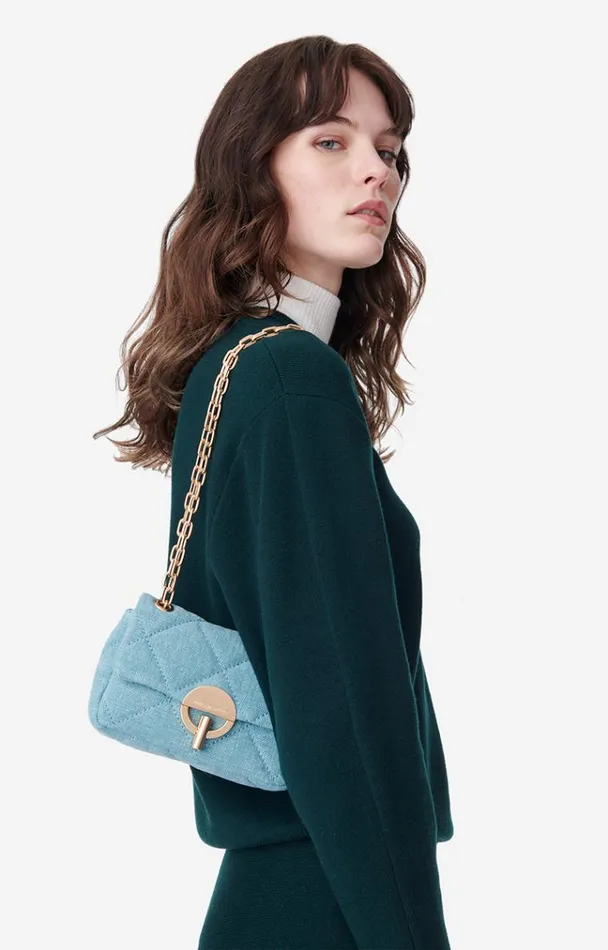 Vanessa Bruno Crossbody Bags Women Linen Nano Moon Bag Azur Vanessa Bruno Crossbody Bags Women Linen Nano Moon Bag Azur