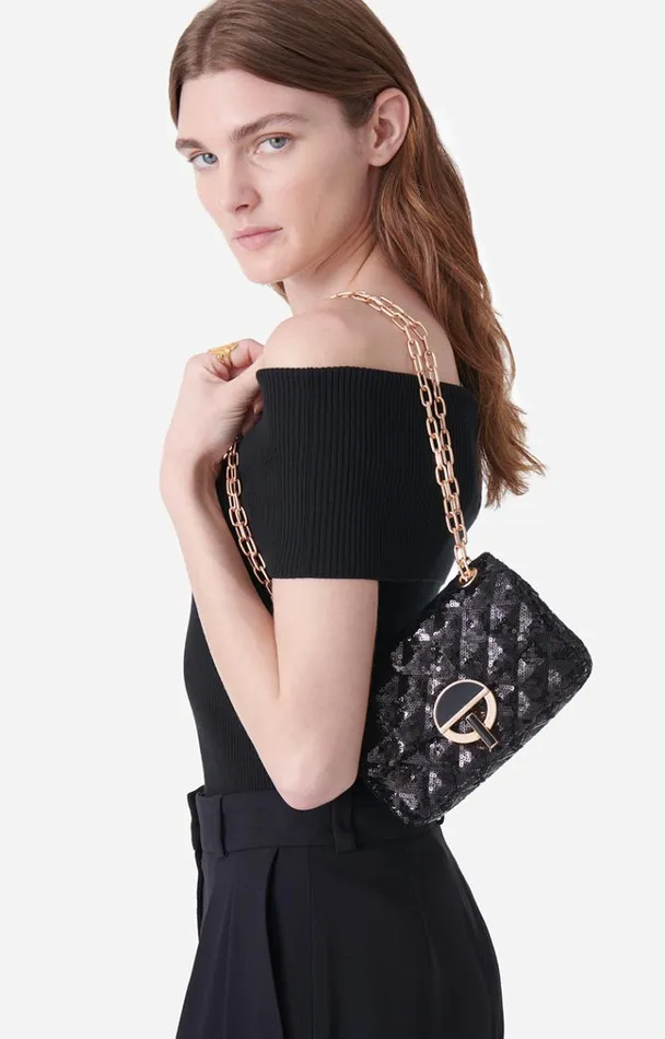 Vanessa Bruno Crossbody Bags Women Sequined Nano Moon Bag Noir Vanessa Bruno Crossbody Bags Women Sequined Nano Moon Bag Noir