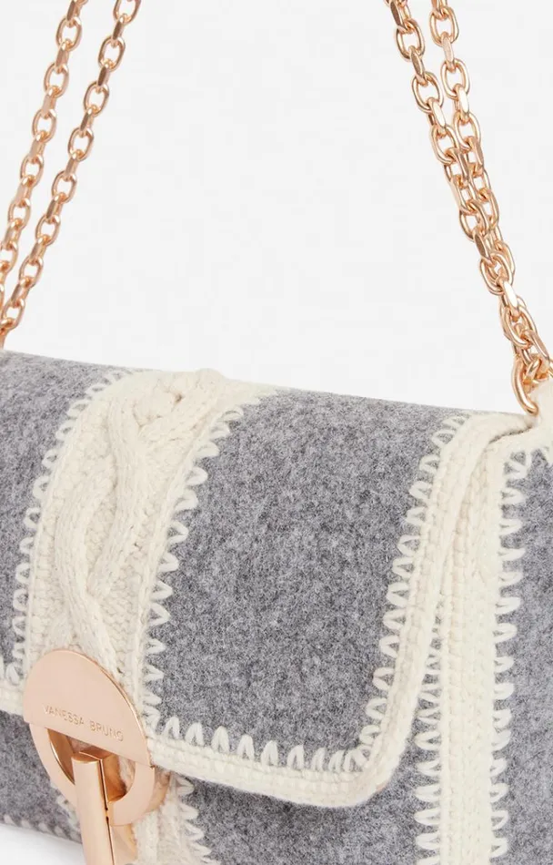 Vanessa Bruno Crossbody Bags Women Small Moon Bag In Wool And Felt Gris Vanessa Bruno Crossbody Bags Women Small Moon Bag In Wool And Felt Gris