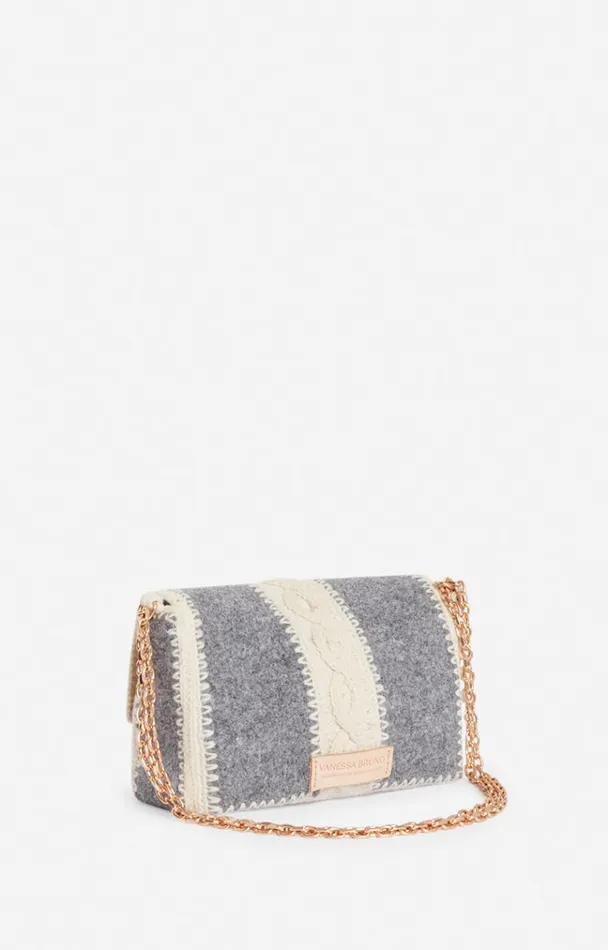Vanessa Bruno Crossbody Bags Women Small Moon Bag In Wool And Felt Gris Vanessa Bruno Crossbody Bags Women Small Moon Bag In Wool And Felt Gris