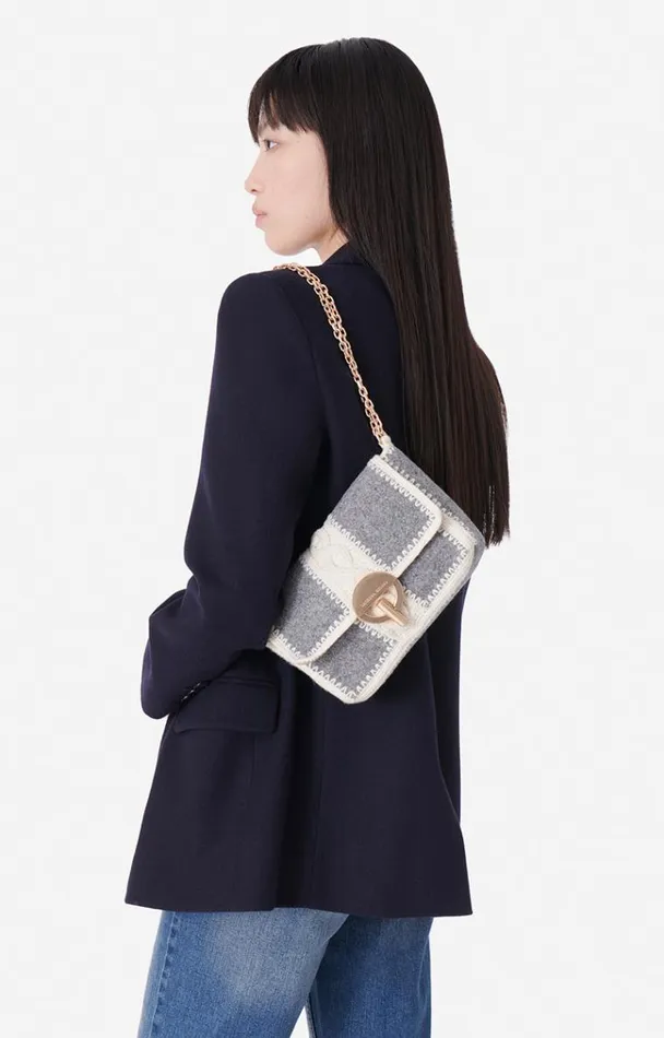 Vanessa Bruno Crossbody Bags Women Small Moon Bag In Wool And Felt Gris Vanessa Bruno Crossbody Bags Women Small Moon Bag In Wool And Felt Gris