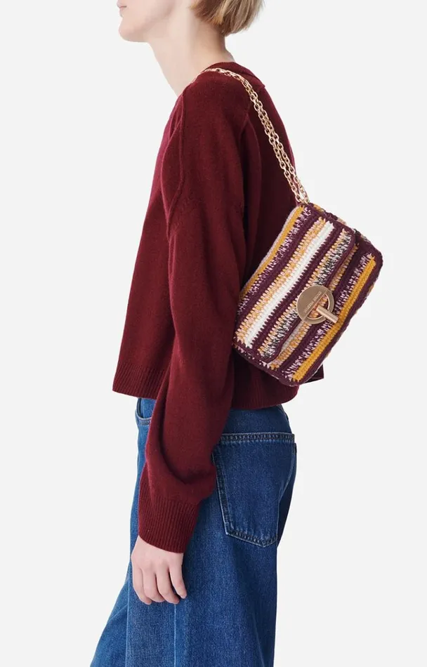 Vanessa Bruno Crossbody Bags Women Small Wool Moon Bag Multicojaune Vanessa Bruno Crossbody Bags Women Small Wool Moon Bag Multicojaune