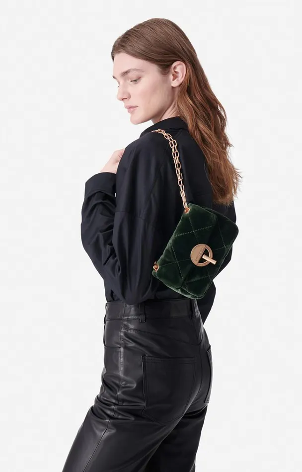 Vanessa Bruno Crossbody Bags Women Velvet Nano Moon Bag Vert Vanessa Bruno Crossbody Bags Women Velvet Nano Moon Bag Vert