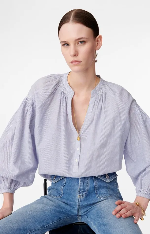 Vanessa Bruno Shirts and Tops Women Nipoa Blouse Blanc Bleu