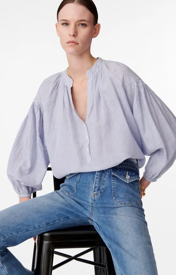 Vanessa Bruno Shirts and Tops Women Nipoa Blouse Blanc Bleu Vanessa Bruno Shirts and Tops Women Nipoa Blouse Blanc Bleu