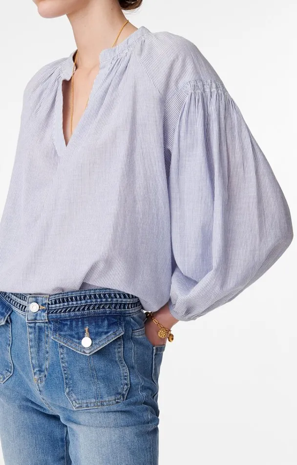 Vanessa Bruno Shirts and Tops Women Nipoa Blouse Blanc Bleu Vanessa Bruno Shirts and Tops Women Nipoa Blouse Blanc Bleu