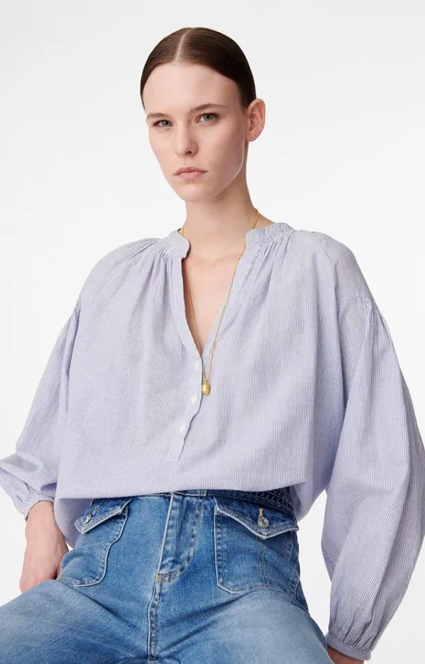 Vanessa Bruno Shirts and Tops Women Nipoa Blouse Blanc Bleu Vanessa Bruno Shirts and Tops Women Nipoa Blouse Blanc Bleu
