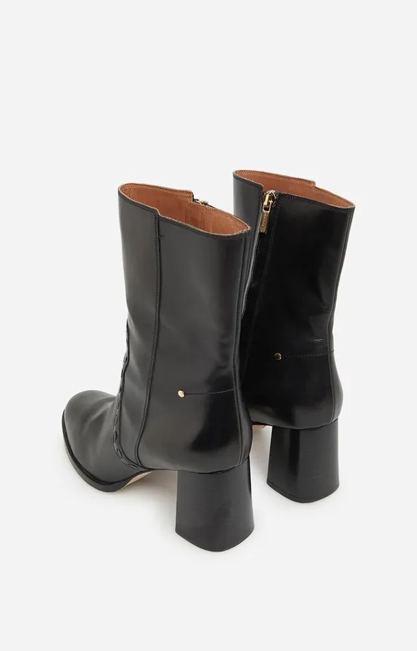 Vanessa Bruno Shoes Women Ankle Boots In Smooth Leather Noir Vanessa Bruno Shoes Women Ankle Boots In Smooth Leather Noir