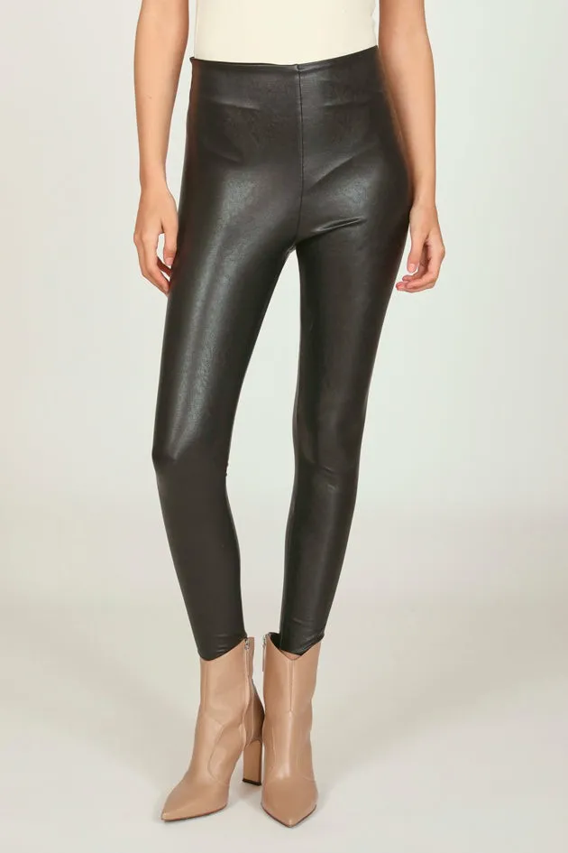 Vintage Havana All Bottoms Women Black Faux Leather Legging Black