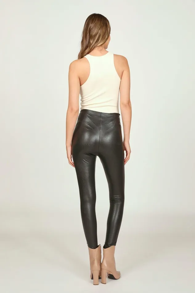 Vintage Havana All Bottoms Women Black Faux Leather Legging Black