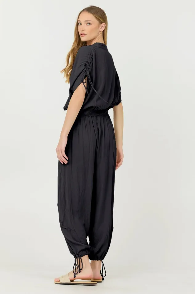 Vintage Havana All Bottoms Women Black Rayon Crinkle Bottom Pants Black