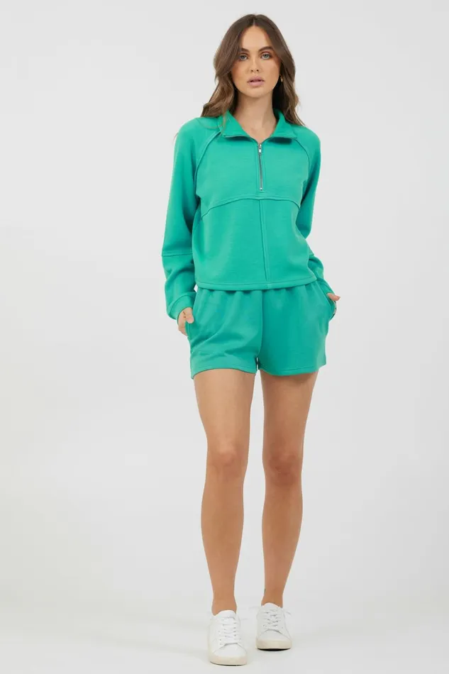 Vintage Havana All Bottoms Women Caribbean Turquoise Cloud Fleece Shorts Caribbean Turquoise