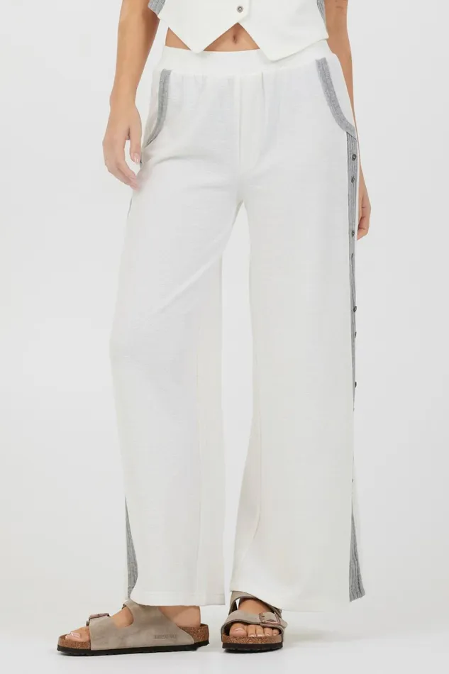 Vintage Havana All Bottoms Women Cream Heather Grey Texture Knit Pant W Contrast Rib Cream Heather Grey Vintage Havana All Bottoms Women Cream Heather Grey Texture Knit Pant W Contrast Rib Cream Heather Grey