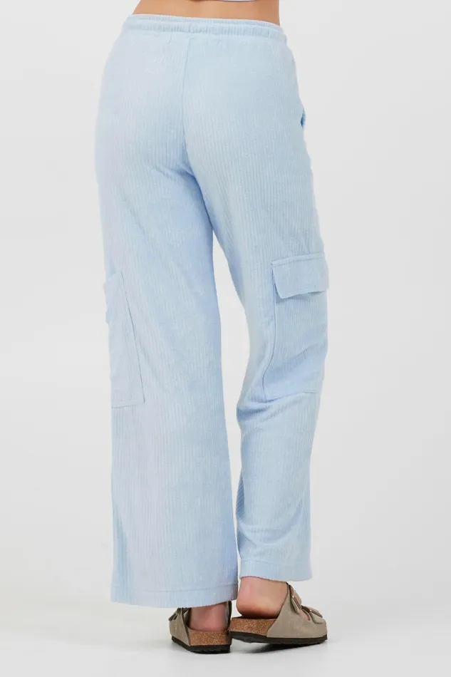 Vintage Havana All Bottoms Women Powder Blue Cord Terry Cargo Pants Powder Blue