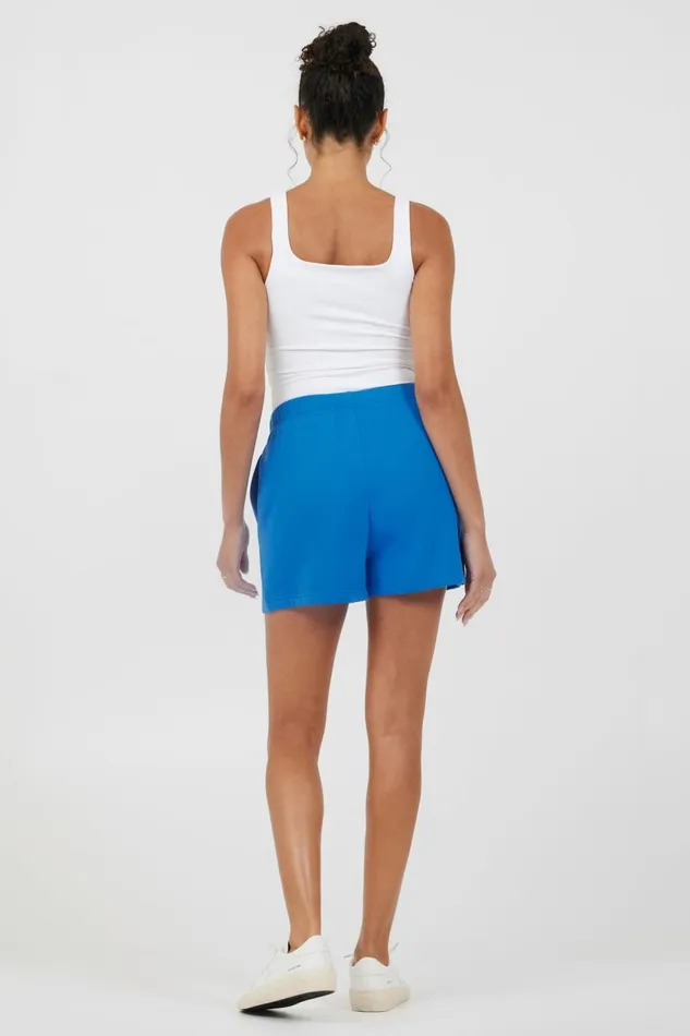 Vintage Havana All Bottoms Women Royal Blue W Pink Puff quotGood Vibesquot Surf Wash Shorts Royal Blue