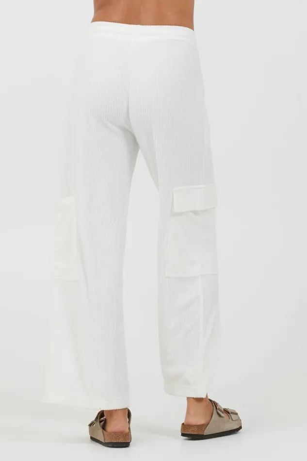 Vintage Havana All Bottoms Women White Cord Terry Cargo Pants White