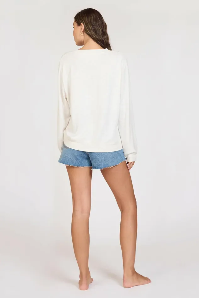 Vintage Havana Casual Tops Women quotle Bleu Oceanquot Sandbar Solid Hacci Crewneck Sandbar