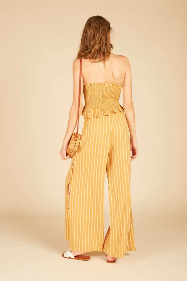 Vintage Havana Casual Tops Women Smocked Button Tube Top