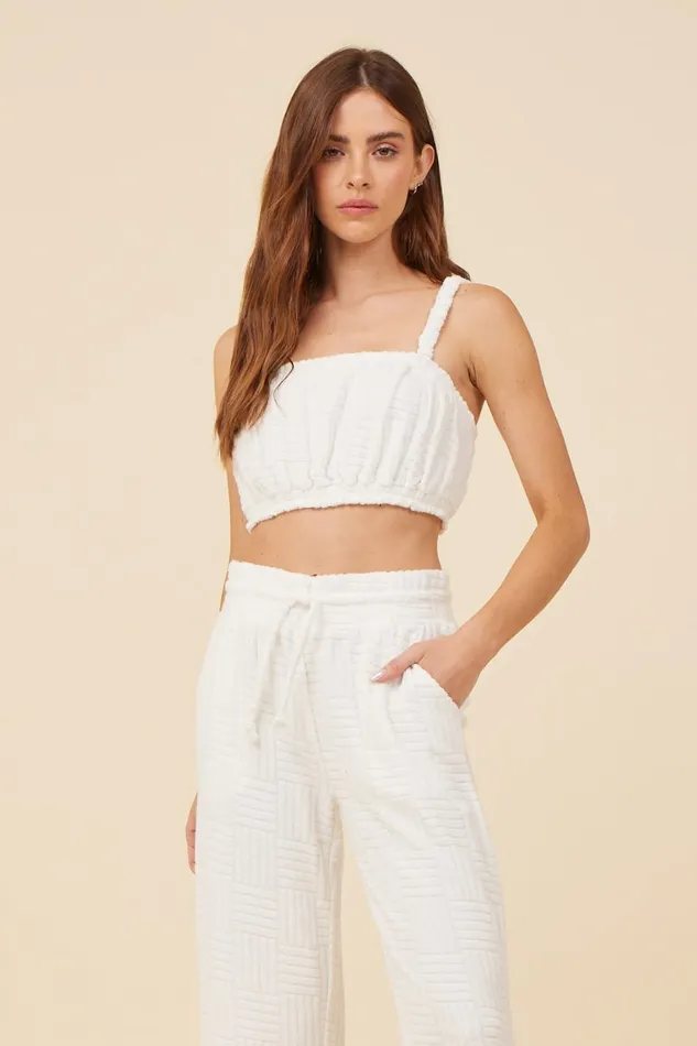 Vintage Havana Casual Tops Women Warm White Corded Terry Cropped Tank Warm White Vintage Havana Casual Tops Women Warm White Corded Terry Cropped Tank Warm White
