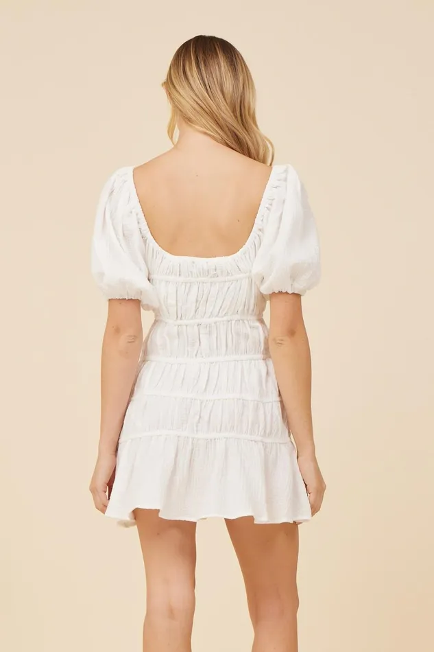 Vintage Havana Dresses Women White Gauze W Jersey Combo Dress White