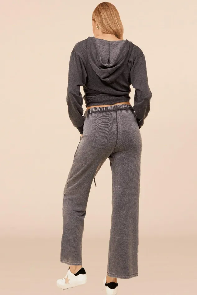 Vintage Havana Hoodies Women Heather Charcoal Lightweight Fleece Surplice Hoodie Grey