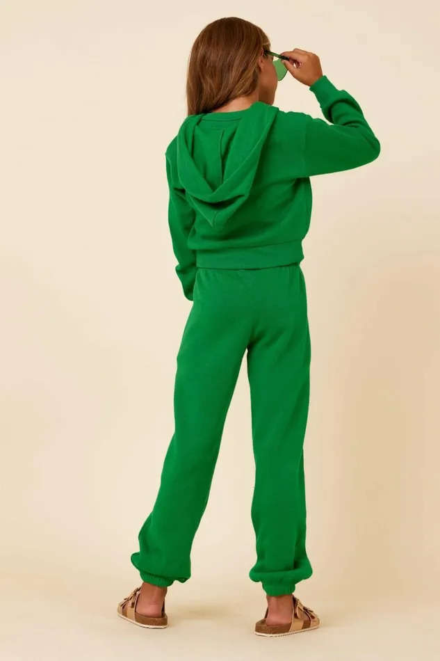 Vintage Havana Hoodies Women Kelly Green Slit Pocket Crop Zip Hoodie