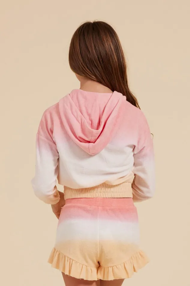 Vintage Havana Hoodies Women PinkWhiteOrange Tie Dye Terry Cloth Elastic Bottom Hoodie Pinkwhiteorange Tie Dye