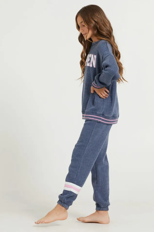 Vintage Havana Kids Tops Women Kids Navy Aspen Patch Crew Navy