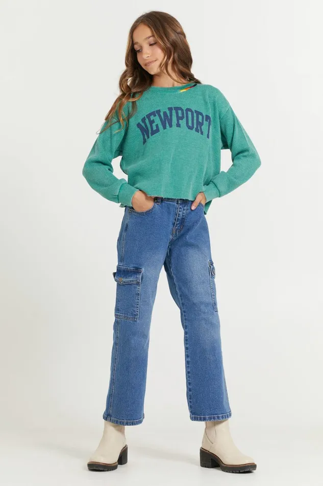 Vintage Havana Kids Tops Women Kids Vintage Green Newport Stitch Neck Vintage Green