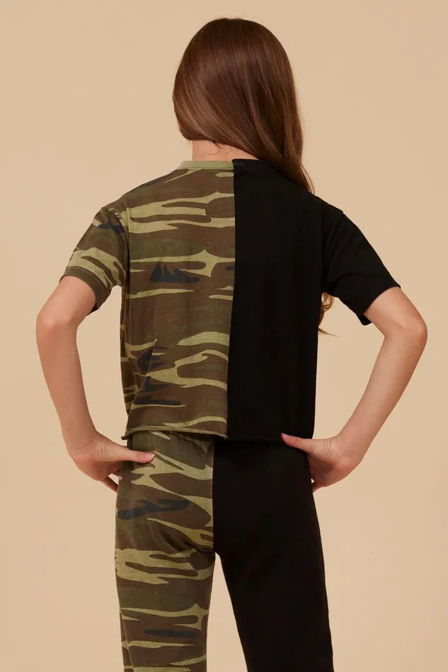 Vintage Havana Kids Tops Women SIDE BY SIDE CAMO TEE