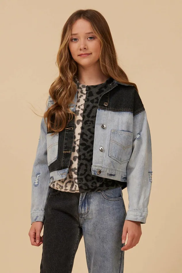 Vintage Havana Outerwear Women COLORBLOCKED DENIM JACKET Denim