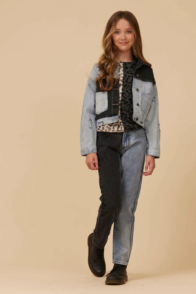 Vintage Havana Outerwear Women COLORBLOCKED DENIM JACKET Denim