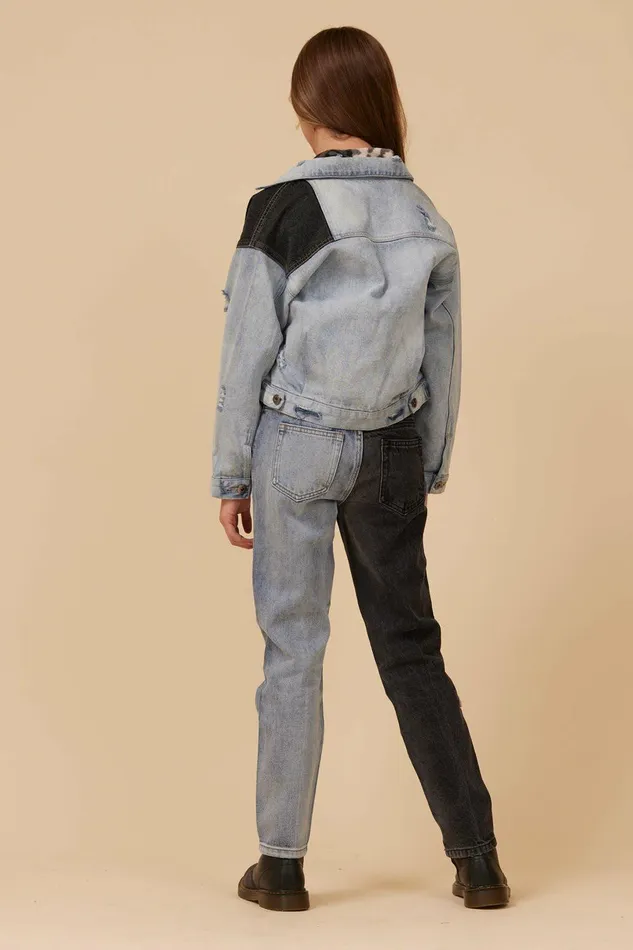 Vintage Havana Outerwear Women COLORBLOCKED DENIM JACKET Denim