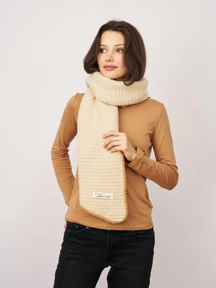 Vintage Havana Scarf Ruanas Women BLANKET STITCH KNIT SCARF 8211 IVORYWHEAT Ivorywheat Vintage Havana Scarf Ruanas Women BLANKET STITCH KNIT SCARF 8211 IVORYWHEAT Ivorywheat