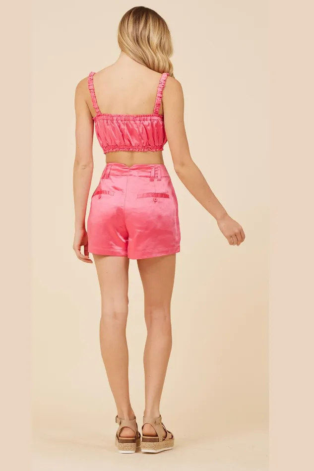 Vintage Havana Shorts Women Hot Pink Heavy Satin Shorts Hot Pink