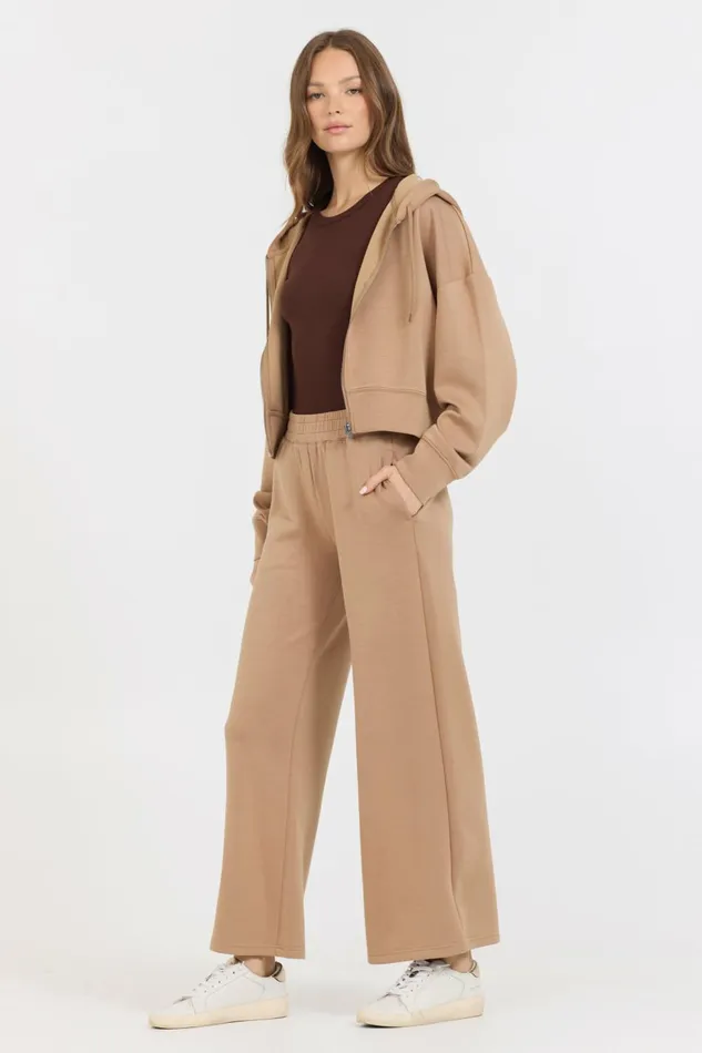 Vintage Havana Sweatshirts Women Caramel Cloud Fleece Crop Zip Up Caramel