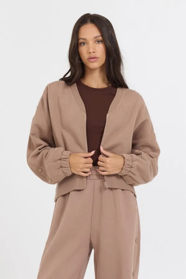 Vintage Havana Sweatshirts Women Caramel Latte Brushed Fleece Zip Up W Snap Sleeves Caramel Vintage Havana Sweatshirts Women Caramel Latte Brushed Fleece Zip Up W Snap Sleeves Caramel