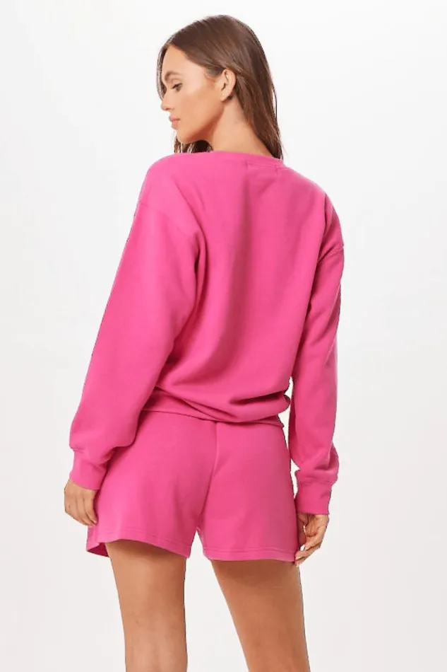 Vintage Havana Sweatshirts Women Hot Pink Palm Beach Jet Setter Surf Wash Crewneck Hot Pink