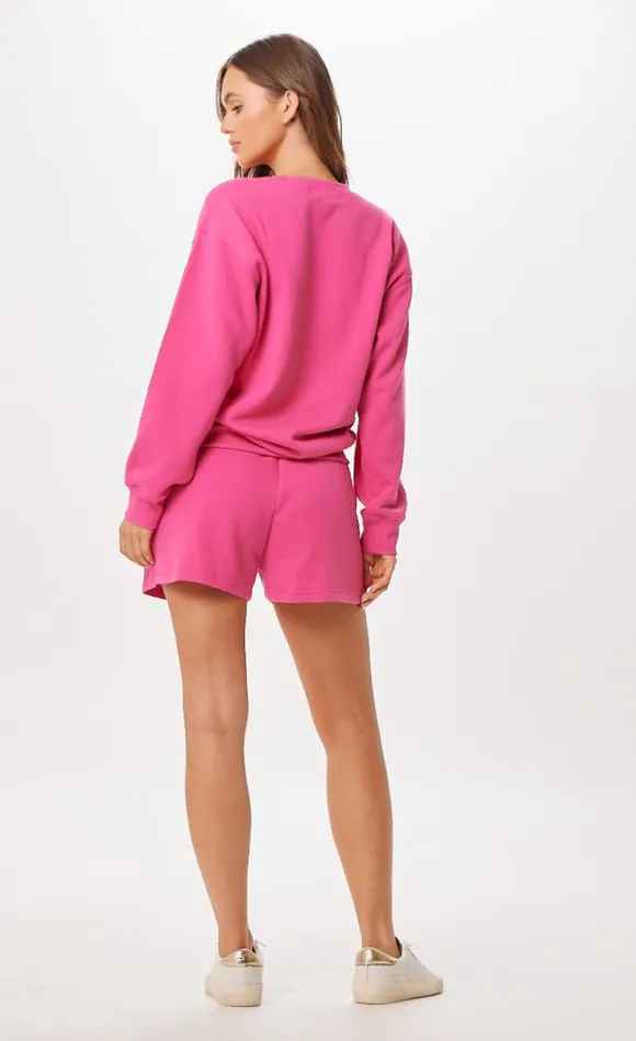 Vintage Havana Sweatshirts Women Hot Pink Palm Beach Jet Setter Surf Wash Crewneck Hot Pink