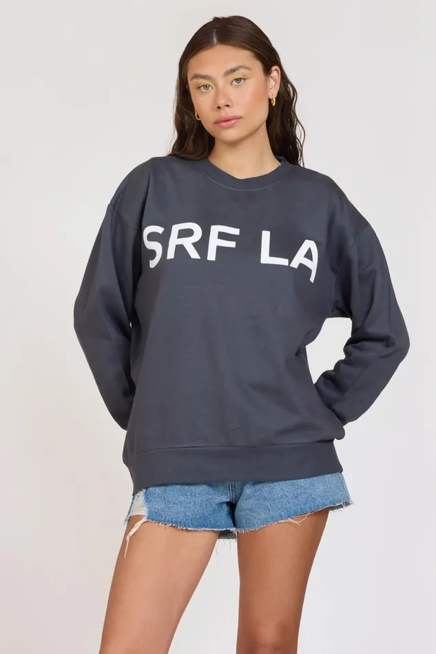 Vintage Havana Sweatshirts Women quotSurf LAquot Black Surf Wash Crewneck Black Vintage Havana Sweatshirts Women quotSurf LAquot Black Surf Wash Crewneck Black