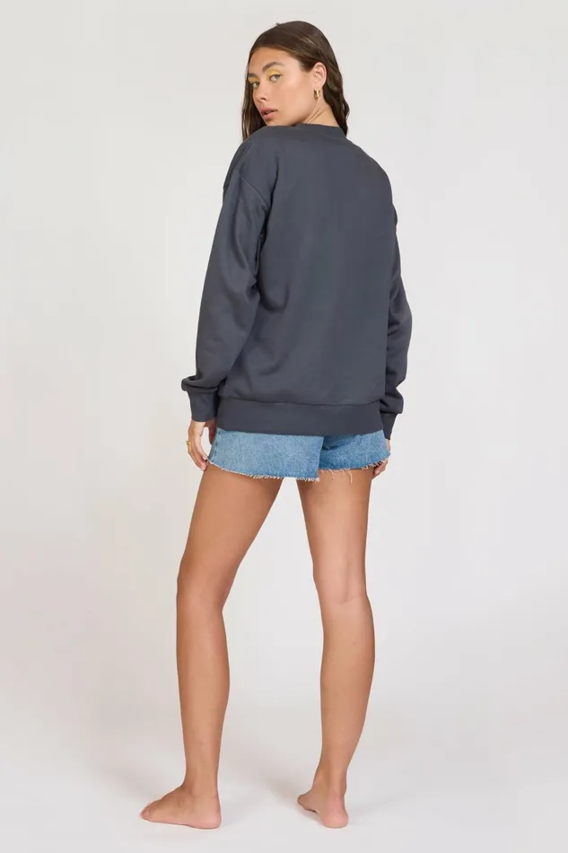 Vintage Havana Sweatshirts Women quotSurf LAquot Black Surf Wash Crewneck Black