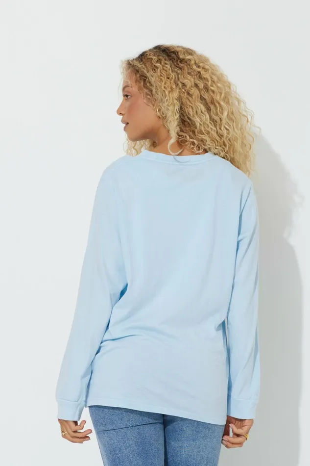 Vintage Havana Tees Women Sky Blue quotPickleball Clubquot Pigment Dyed Long Sleeve Tee Sky Blue