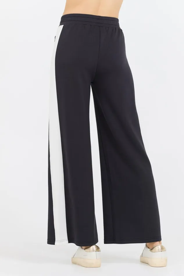 Vintage Havana Wide Leg Pants Women Black White Colorblock Cloud Fleece Pant Black