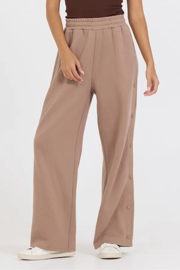 Vintage Havana Wide Leg Pants Women Caramel Latte Brushed Fleece Snap Pant Caramel Vintage Havana Wide Leg Pants Women Caramel Latte Brushed Fleece Snap Pant Caramel