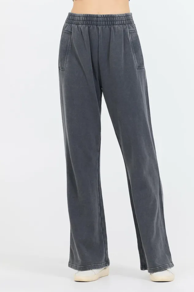Vintage Havana Wide Leg Pants Women Washed Charcoal Garment Dye French Terry Flare Pant Charcoal Vintage Havana Wide Leg Pants Women Washed Charcoal Garment Dye French Terry Flare Pant Charcoal