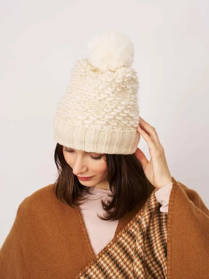 Vintage Havana Winter Hats Women TURN UP POMPOM HAT 8211 CREAM Cream Vintage Havana Winter Hats Women TURN UP POMPOM HAT 8211 CREAM Cream