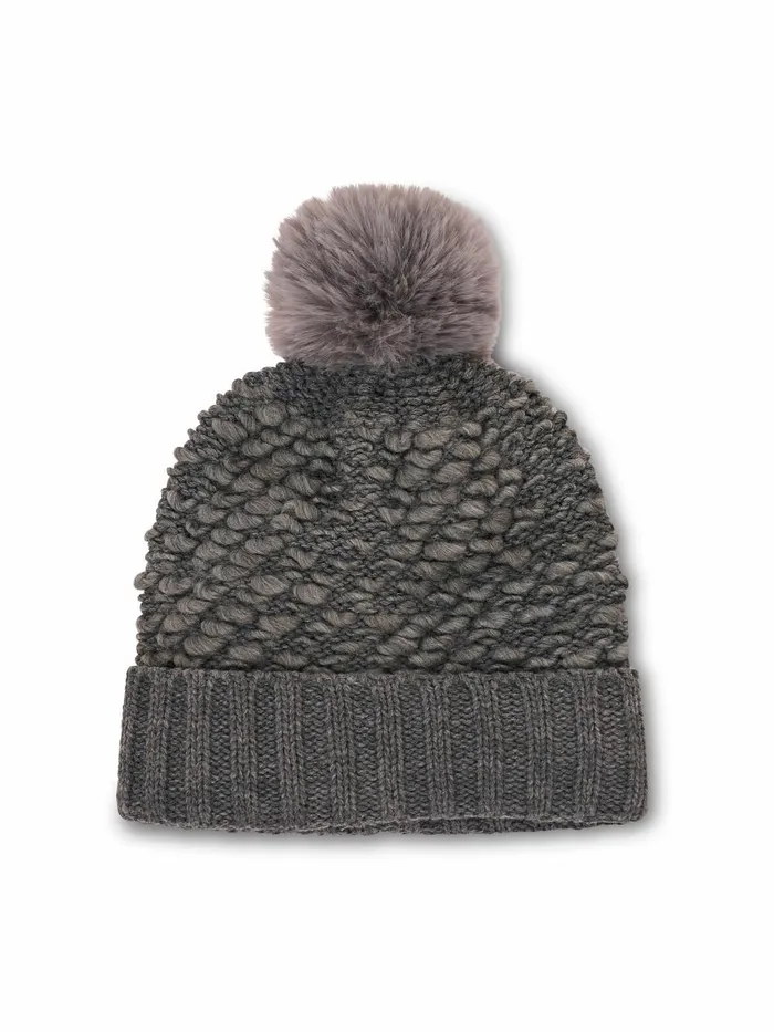 Vintage Havana Winter Hats Women TURN UP POMPOM HAT 8211 GREY Grey Vintage Havana Winter Hats Women TURN UP POMPOM HAT 8211 GREY Grey