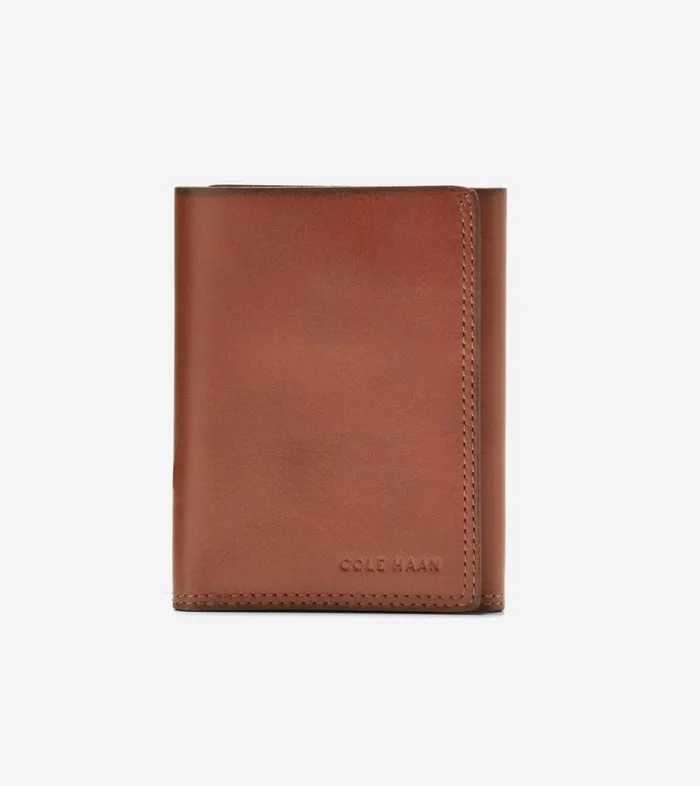 Wallets Men Cole Haan Raw Cut Vachetta Trifold Wallet Cognac