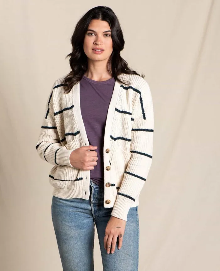 Women039s Bianca Cardigan Almond Stripe ToadandCo Sweaters